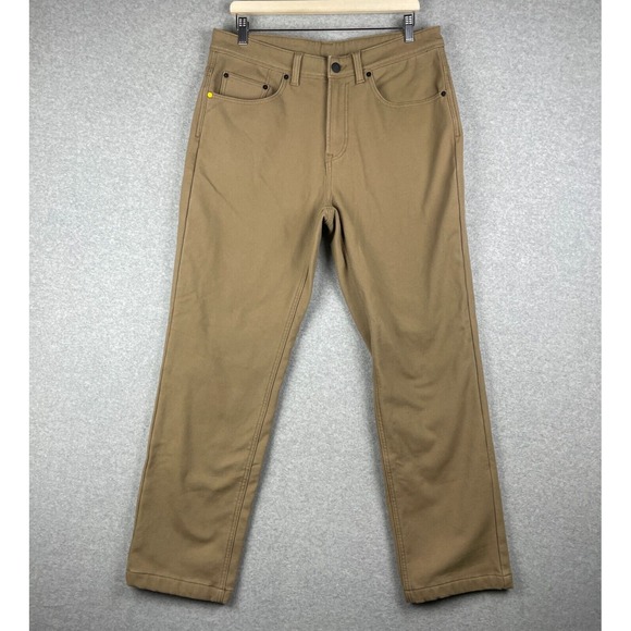 CAT Caterpillar Pants Mens 34x32 Brown Tan Fleece Lined Insulated Workwear Warm - Picture 1 of 9